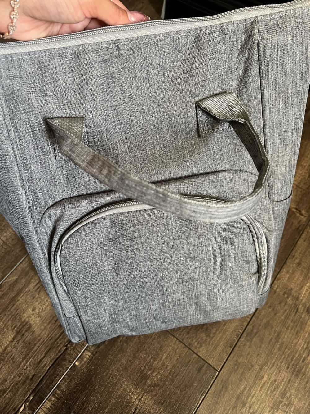 Gray Convertible Backpack Tote - Picture 3 of 6